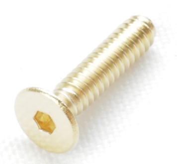 Flat Head Screw 6-32x0.625 Hex Drive, Gold Plated (SF063210Au)