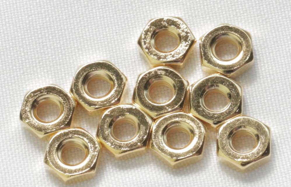 Hex Nut #10-32, Gold Plated