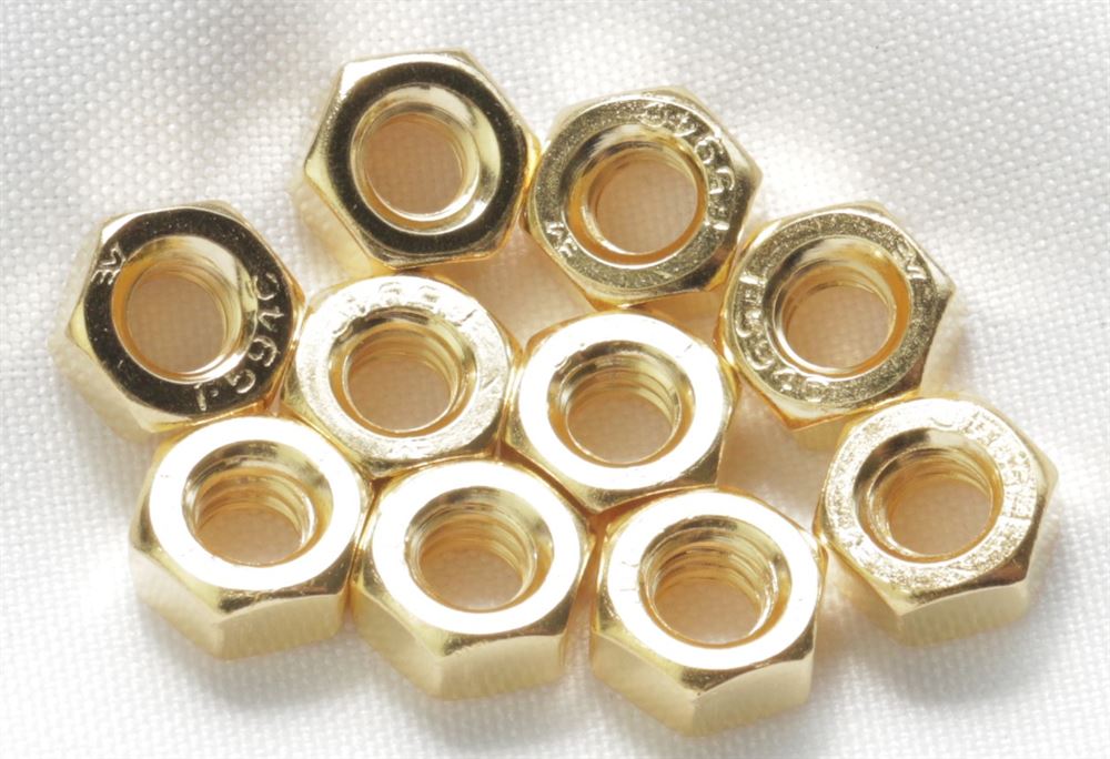 Hex Nut 1/4-20, Gold Plated